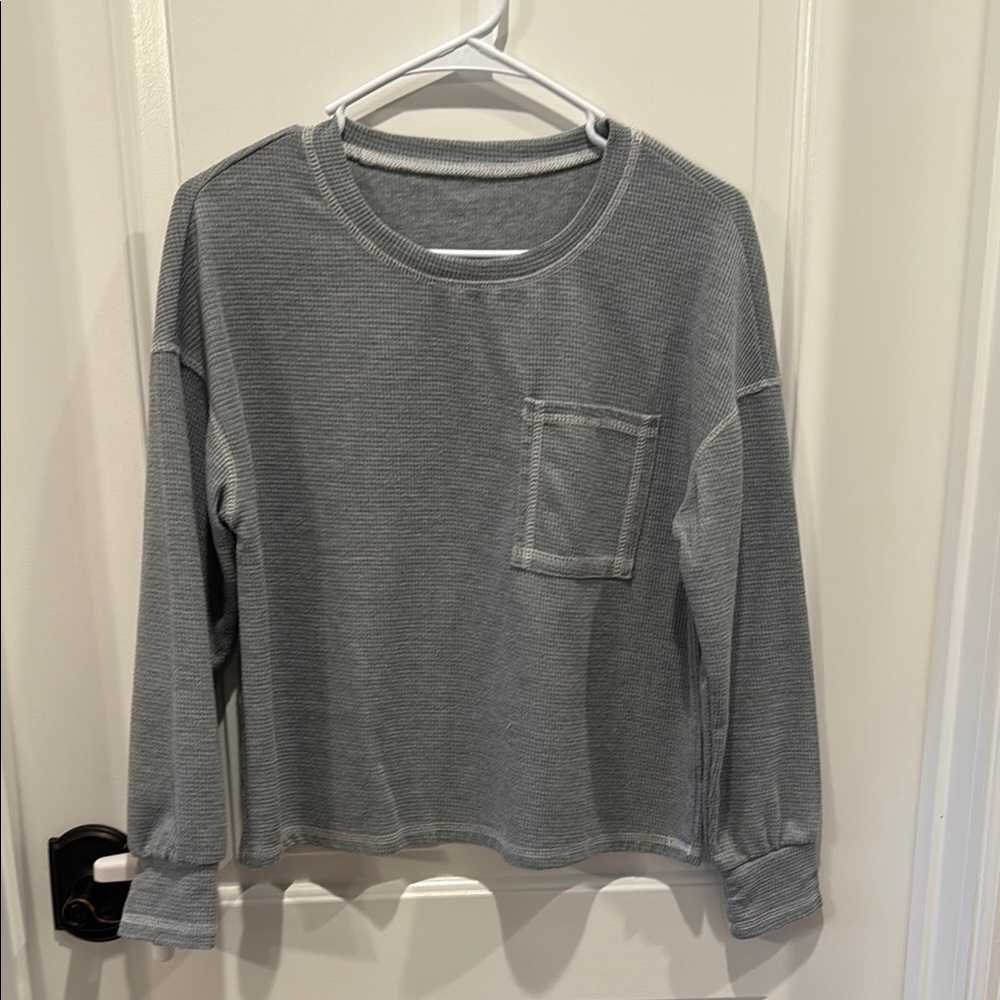 SHEIN Gray Boxy Long Sleeve Sweatshirt